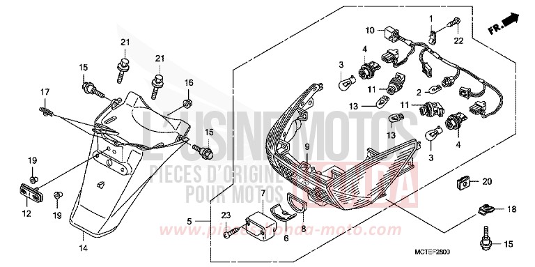 TAILLIGHT/REAR FENDER for Silver Wing DEGITAL SILVER METALLIC (NHA30) from 2007